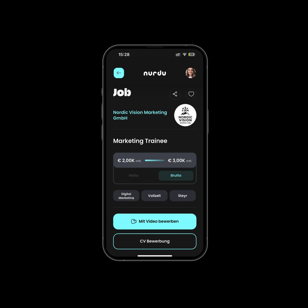 nurdu App auf Smartphone